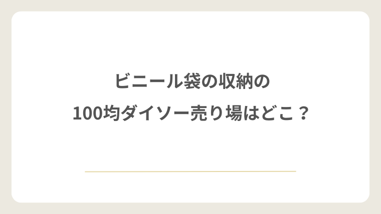 ビニール袋収納の100均ダイソーの売り場はどこ？
